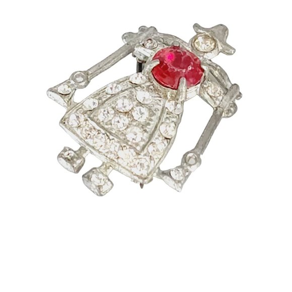 Vintage 1930s Attributed to Dujay Jill Water Carrier Pot Metal Brooch (A608) - Picture 2 of 4